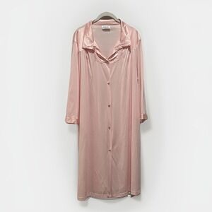Vintage Vanity Fair Made In USA‎ Baby Pink Nightgown Caftan Silky Robe Sz XL